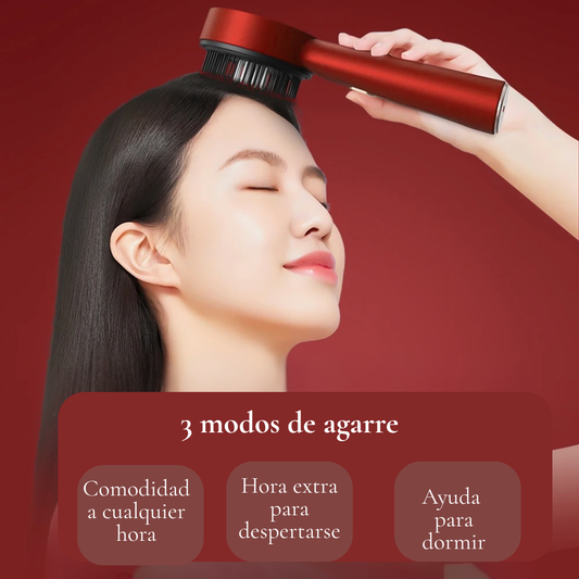 Cepillo Masajeador Eléctrico con Vibración, Microcorriente y Luz Roja para el fortalecer el cuero cabelludo