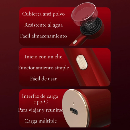 Cepillo Masajeador Eléctrico con Vibración, Microcorriente y Luz Roja para el fortalecer el cuero cabelludo