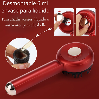 Cepillo Masajeador Eléctrico con Vibración, Microcorriente y Luz Roja para el fortalecer el cuero cabelludo