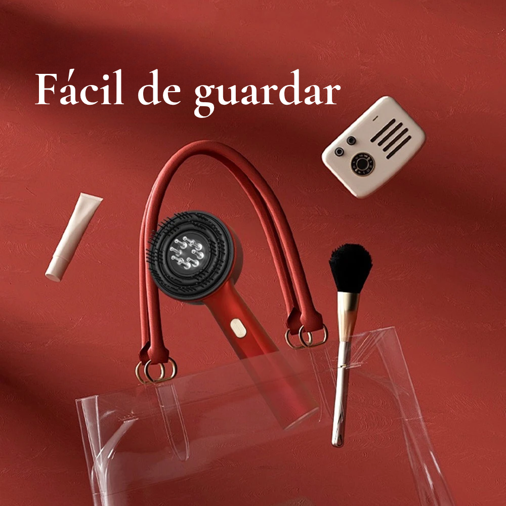 Cepillo Masajeador Eléctrico con Vibración, Microcorriente y Luz Roja para el fortalecer el cuero cabelludo