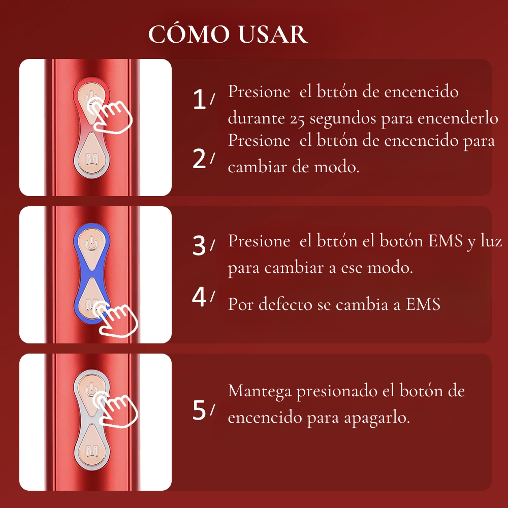Cepillo Masajeador Eléctrico con Vibración, Microcorriente y Luz Roja para el fortalecer el cuero cabelludo