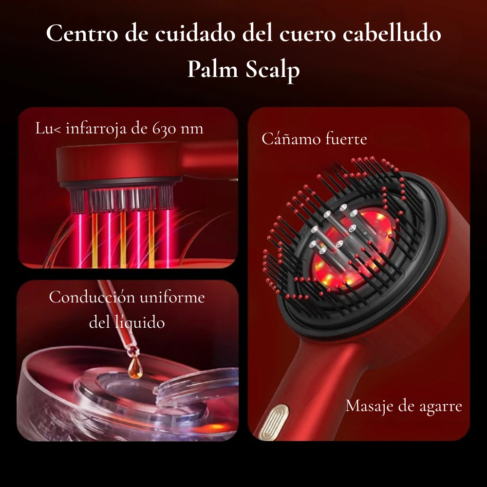 Cepillo Masajeador Eléctrico con Vibración, Microcorriente y Luz Roja para el fortalecer el cuero cabelludo
