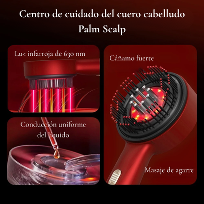 Cepillo Masajeador Eléctrico con Vibración, Microcorriente y Luz Roja para el fortalecer el cuero cabelludo